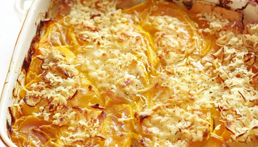 Gratin de courge butternut et fromage de chèvre doré