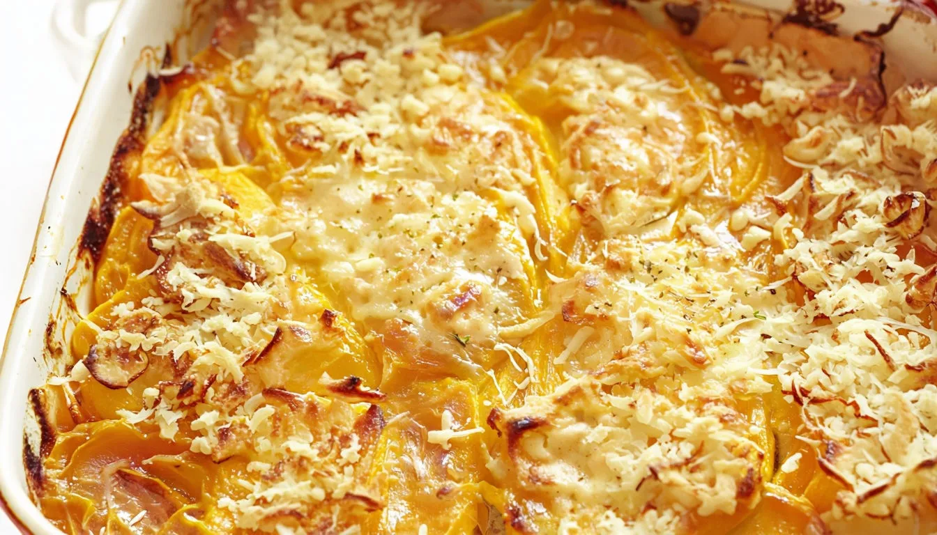 Gratin de courge butternut et fromage de chèvre doré