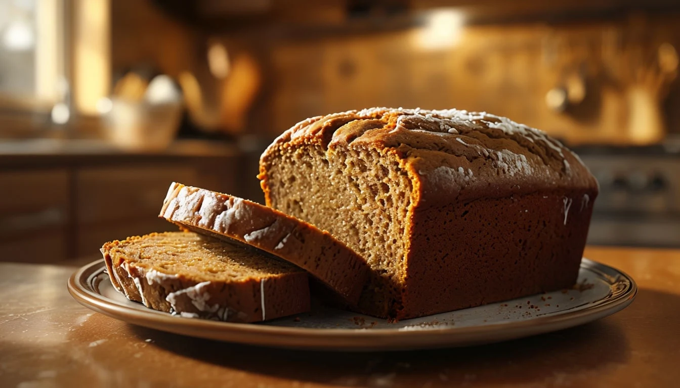 Pain d’épices maison au miel fraîchement préparé dans une cuisine domestique.