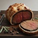 Filet mignon de porc en croûte dorée avec moutarde et miel.