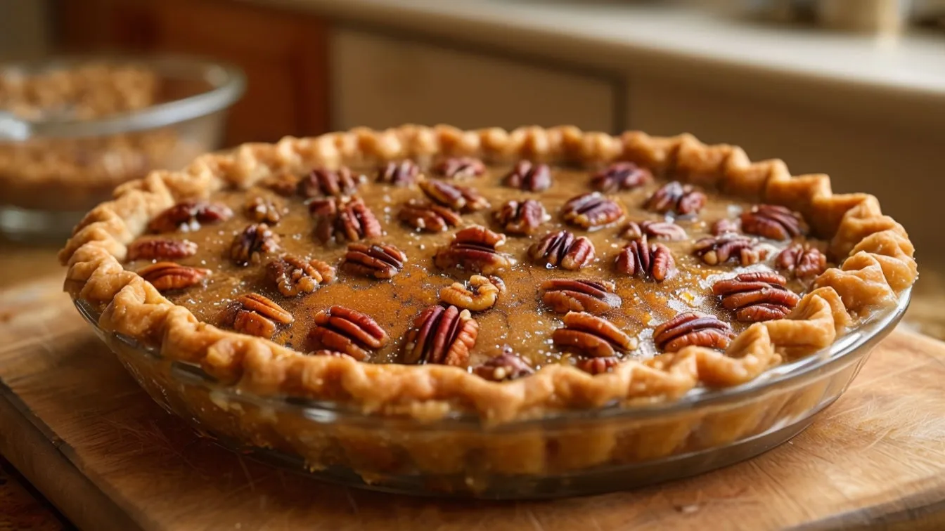 Tarte aux noix de pécan maison avec garniture au sirop d'érable