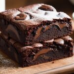 Brownie au Nutella maison fondant dans une assiette, pris en photo dans une cuisine familiale.