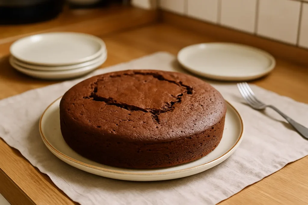 Gâteau au chocolat maison moelleux sur une assiette