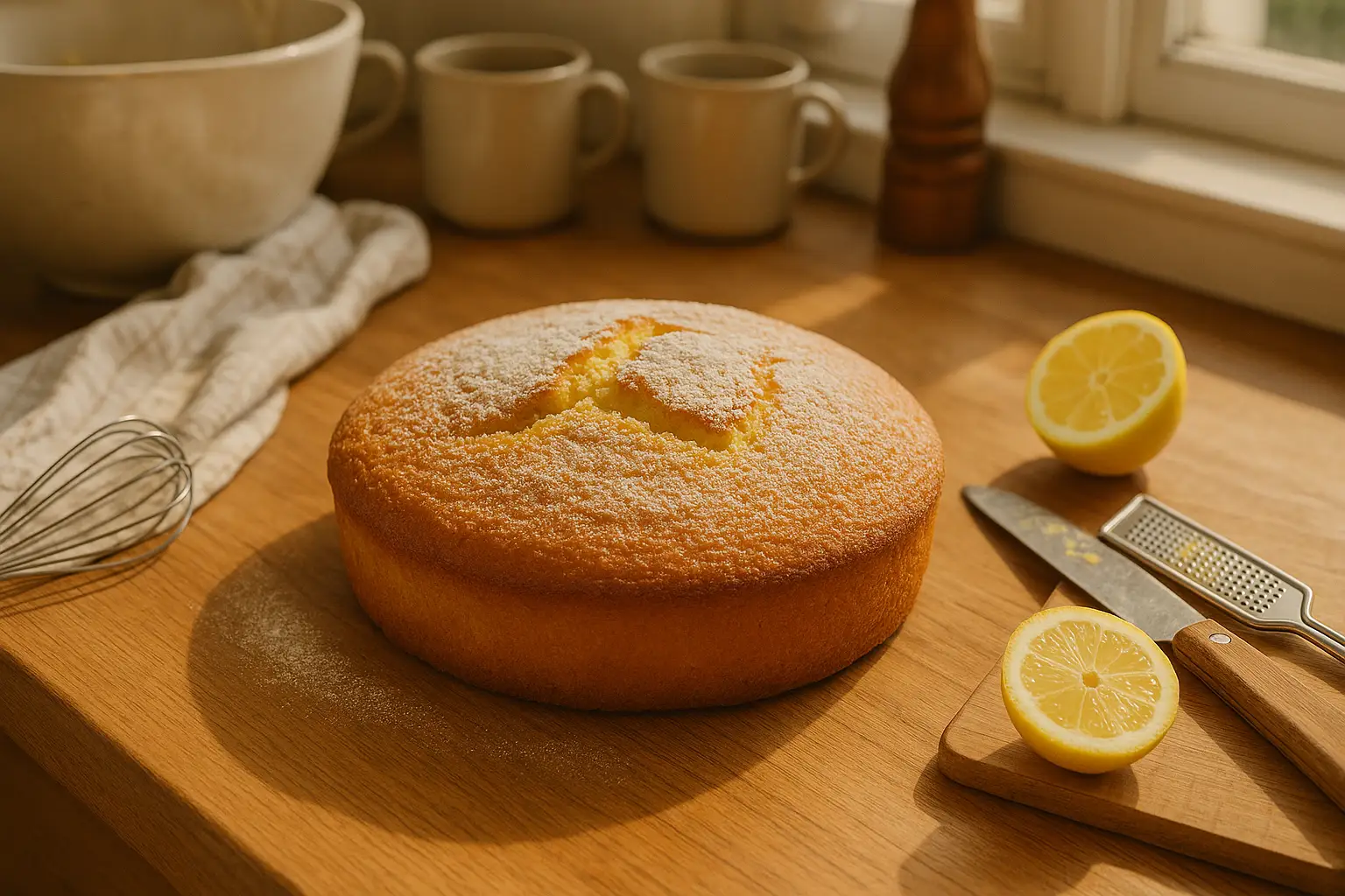 Moelleux au citron maison prêt à déguster sur une assiette