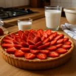 Tarte aux fraises maison avec crème pâtissière et pâte sablée