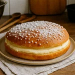 Tarte tropézienne maison – brioche garnie de crème mousseline à la fleur d’oranger