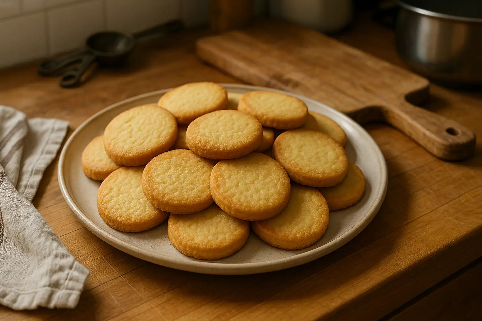 Biscuits sablés maison dorés et croustillants sur une plaque de cuisson