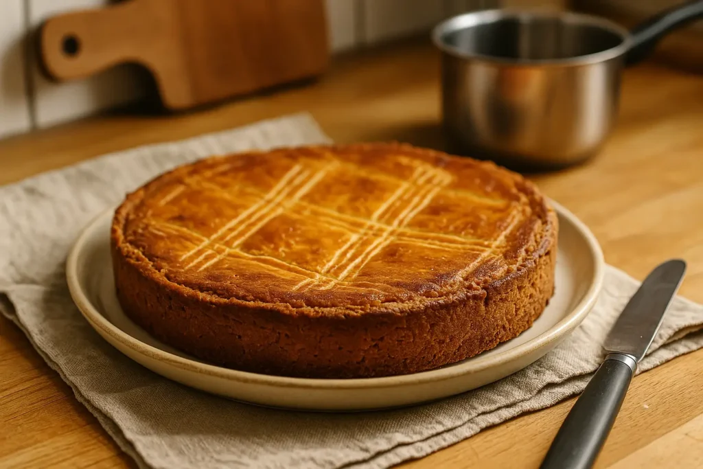 Gâteau breton traditionnel fait maison dans une cuisine familiale