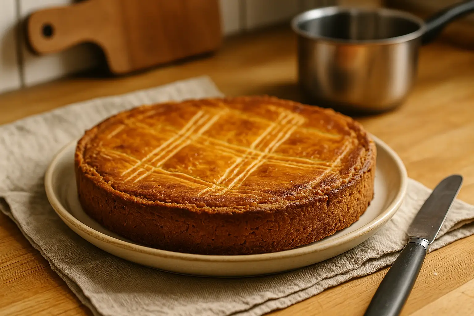 Gâteau breton traditionnel fait maison dans une cuisine familiale