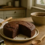 Gâteau au chocolat courgette moelleux fait maison dans une cuisine