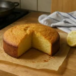 Gâteau au yaourt au citron fait maison dans une cuisine familiale