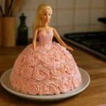Gâteau princesse maison en forme de robe, décoré avec crème au beurre rose – recette facile pour anniversaire de fille