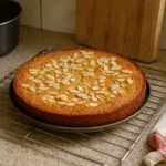 Gâteau namandier fondant maison sur une table de cuisine – recette sans farine