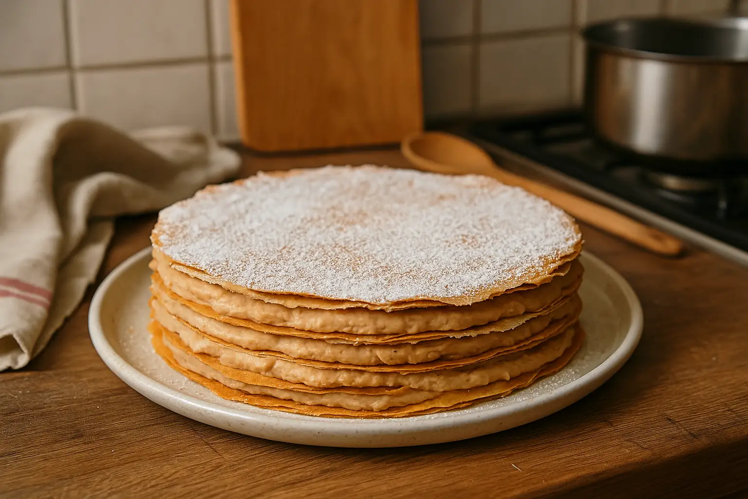 Scofa maison – gâteau alsacien à la crème pralinée sur pain azyme