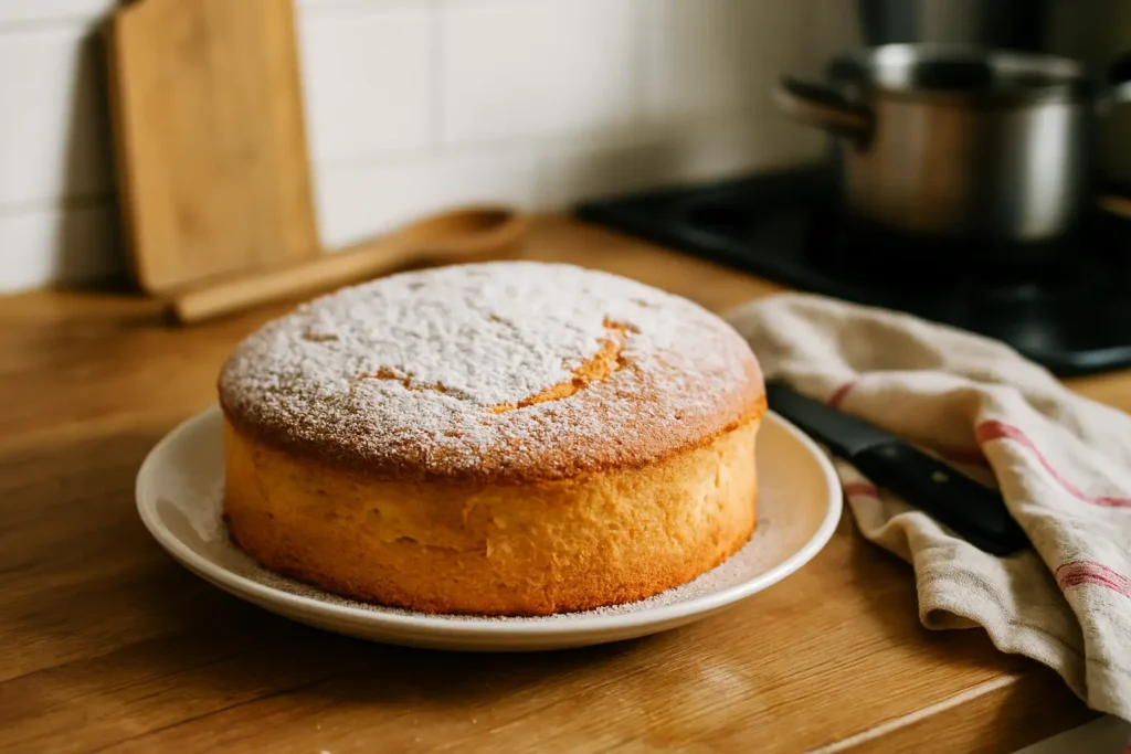 gâteau de Savoie recette grand-mère, fait maison et saupoudré de sucre glace