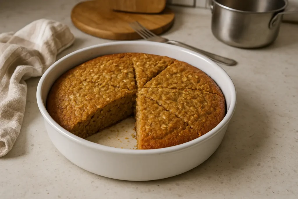 Gâteau flocon d’avoine régime fait maison dans une cuisine familiale