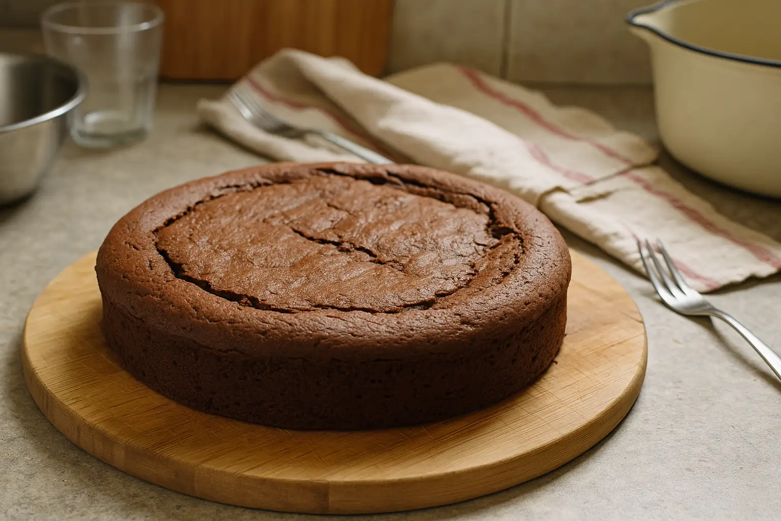 Gâteau au Nutella fait maison dans une cuisine familiale