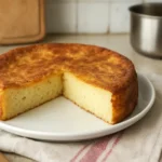 Photographie d’un gâteau de riz au lait maison doré au four, dans un plat en verre