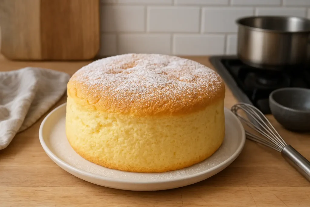 Gâteau nuage japonais moelleux et aérien sorti du four