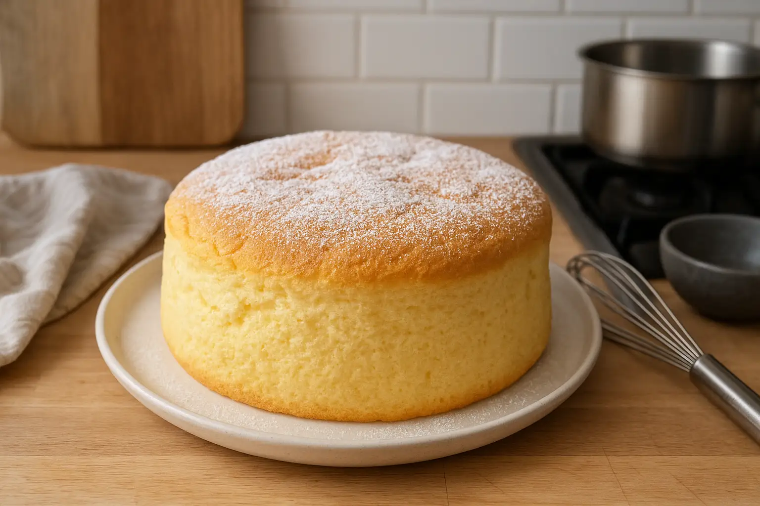 Gâteau nuage japonais moelleux et aérien sorti du four