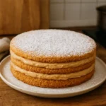 Gâteau russe maison avec biscuit aux amandes et crème pralinée, spécialité tarbaise
