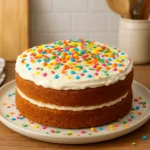 Gâteau anniversaire enfant facile et gourmand, décoré avec sprinkles colorés et glaçage festif.