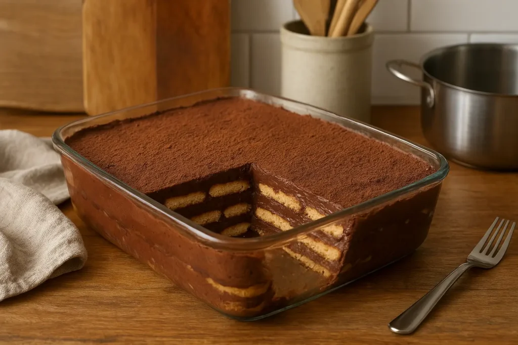 Gâteau aux petits beurres et chocolat fait maison, dessert gourmand sans cuisson