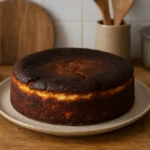 Photo d’un gâteau fromager (tourteau fromager) maison, un dessert traditionnel au fromage blanc, léger et moelleux, prêt à déguster.