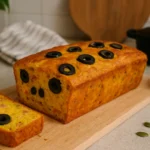 Cake salé Halloween au potiron et fromage, décoré d’olives noires pour un apéritif festif et effrayant