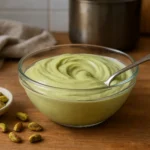 Crème pistache pour gâteau maison, onctueuse et facile à préparer, parfaite pour garnir un dessert ou un gâteau fait maison.