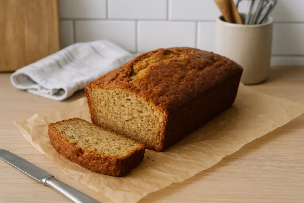 Gâteau petit déjeuner sans sucre ajouté fait maison dans une cuisine familiale