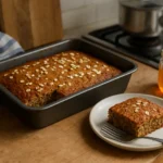 Photo d’un gâteau sport banane avoine fait maison, moelleux et doré, idéal pour une collation saine et énergétique avant ou après le sport.