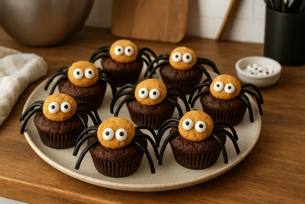 Muffins-araignées d'Halloween – goûter Halloween enfant facile et amusant préparé à la maison