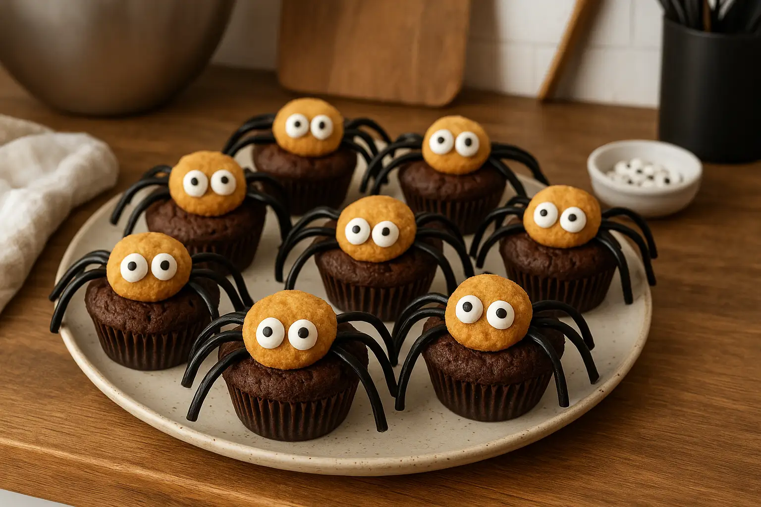 Muffins-araignées d'Halloween – goûter Halloween enfant facile et amusant préparé à la maison
