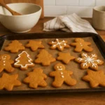 Biscuits de Noël moelleux aux épices et au miel faits maison sur une plaque de cuisson