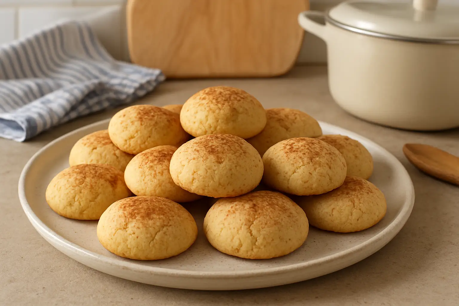 gâteau espagnol traditionnel Montecao aux amandes sur une assiette dans une cuisine maison