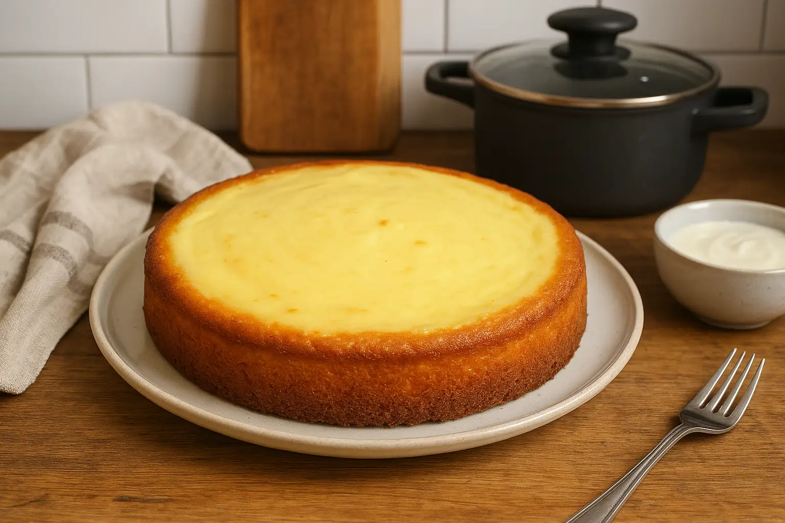 Gâteau portugais maison à la crème – Dessert portugais traditionnel moelleux et doré.