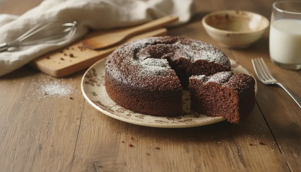 Gâteau au haricot rouge moelleux fait maison, gâteau japonais aux haricots rouges sur une table de cuisine