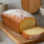 Photo d’un gâteau moelleux avec levure boulangère fraîche, doré et fait maison, parfait pour le goûter ou le petit-déjeuner.