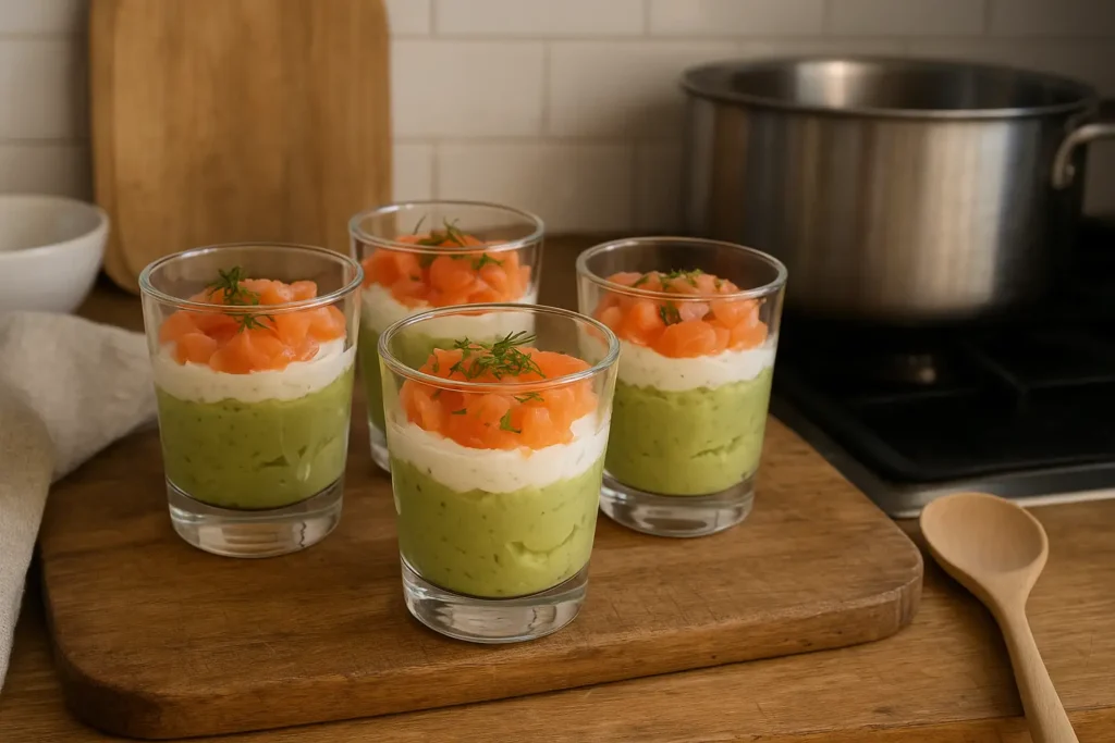 Verrine avocat saumon fumé maison pour un apéritif frais et élégant