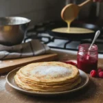 Crêpes sans beurre maison moelleuses et légères dans une cuisine familiale