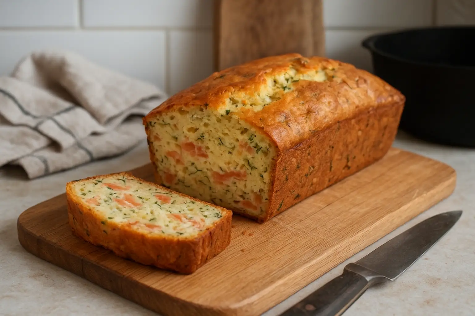 Cake salé de Noël au saumon fumé, moelleux et festif, recette apéritive de Noël faite maison