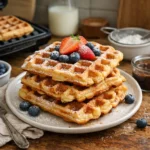 Gaufre traditionnelle maison croustillante et moelleuse cuite dans un appareil a gaufres
