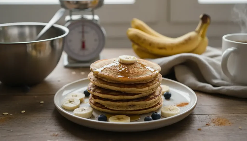 Pancake banane avoine moelleux faits maison pour petit déjeuner healthy