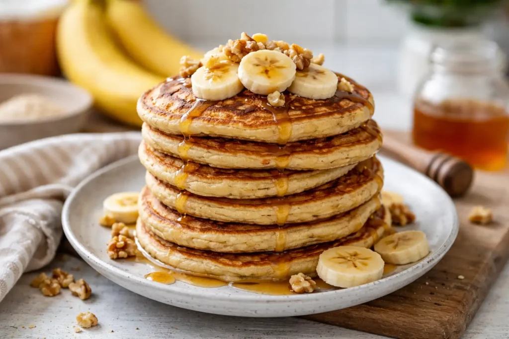 Pancakes banane moelleux faits maison servis au petit déjeuner