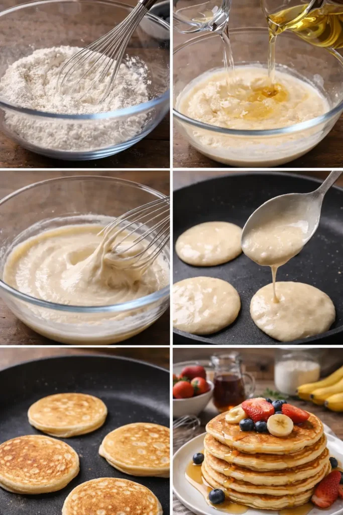 étapes pour pancakes sans lait moelleux faits maison