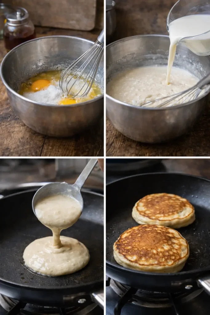 etapes pour fluffy pancakes sans levure
