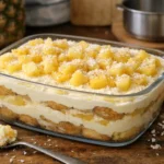 Tiramisu ananas maison au mascarpone avec morceaux d'ananas frais