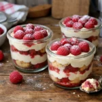 Tiramisu framboise maison en verrine, dessert italien sans cuisson au mascarpone et framboises