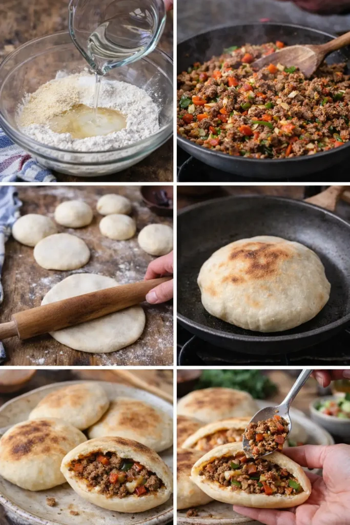 étapes pour batbout farci marocain maison